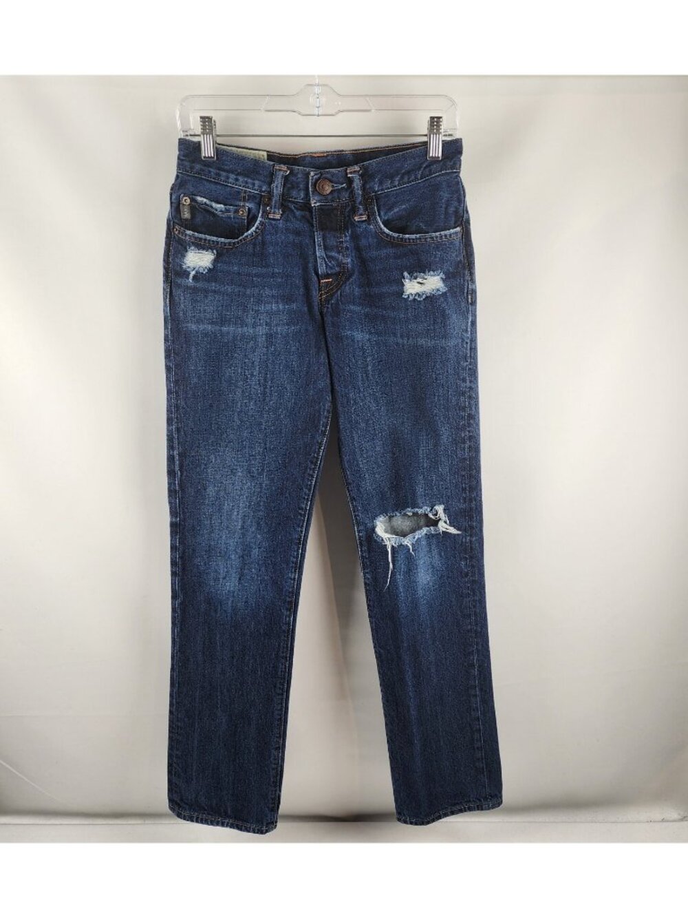 Abercrombie & Fitch Jeans Men 28x30 Slim Straight Button Fly Distress Dark Denim